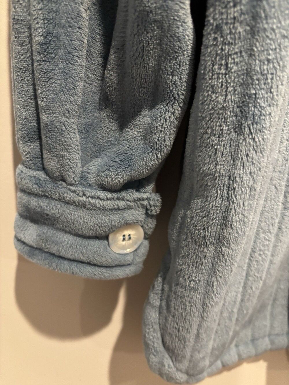 Softies Women's Blue Fleece Button-Front Collared Robe Jacket w/ Pockets M - Picture 10 of 10